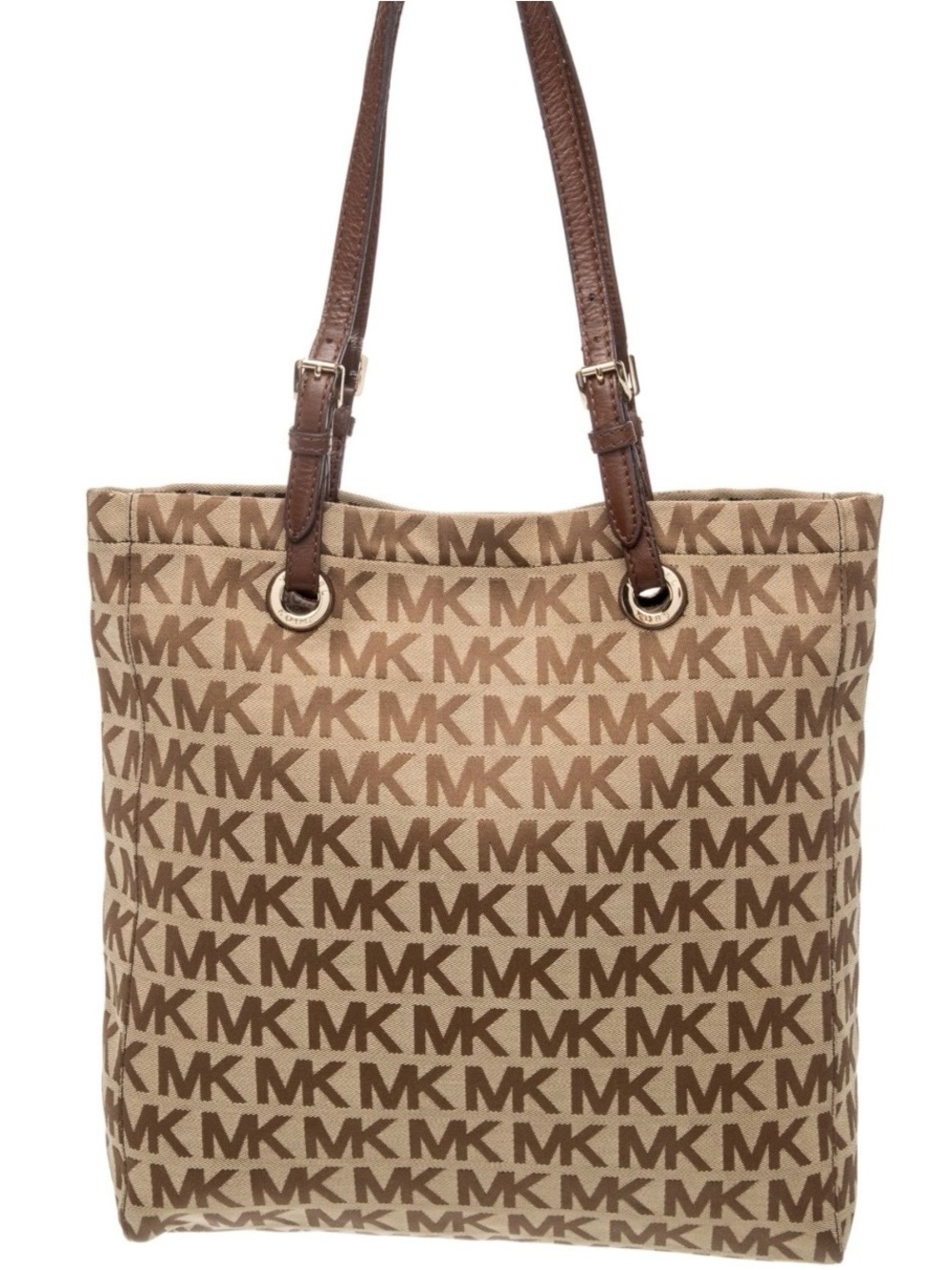 Michael Kors Jet Set Monogram Tote Brown Canvas Adjustable Straps